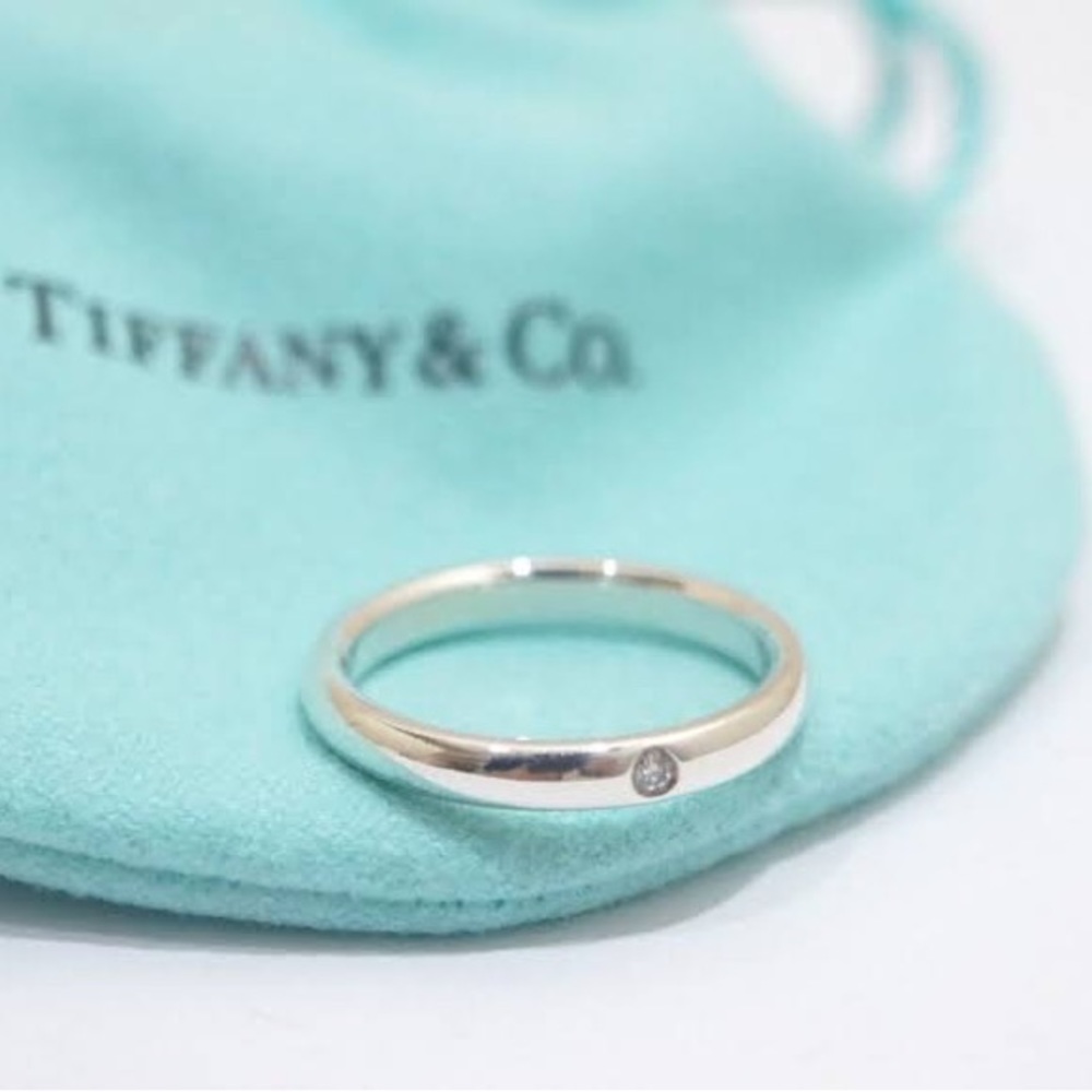 Tiffany & Co Elsa Peretti Diamond Band Ring Sterling Silver Size 6.75